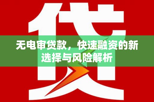市中区无电审贷款，快速融资的新选择与风险解析