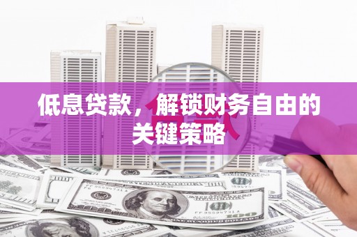 东丰低息贷款，解锁财务自由的关键策略