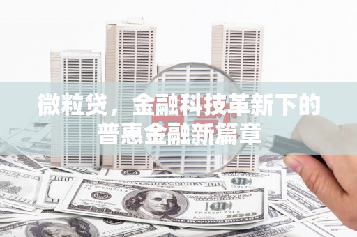科尔沁微粒贷，金融科技革新下的普惠金融新篇章