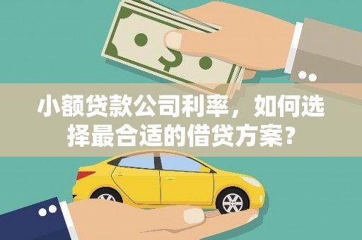 花都小额贷款公司利率，如何选择最合适的借贷方案？