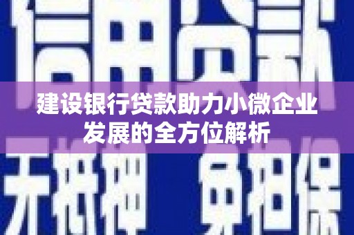 元宝山建设银行贷款助力小微企业发展的全方位解析