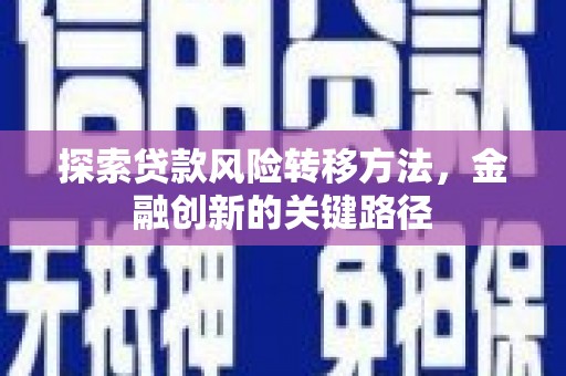 滨州探索贷款风险转移方法，金融创新的关键路径